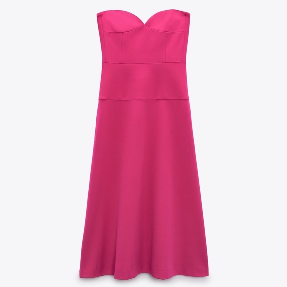 ZARA Corset Bustier Midi Dress Fuchsia BNWT - Picture 8 of 8